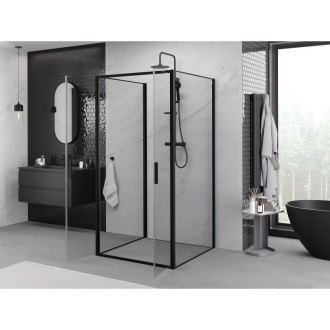 Mexen Exo-3S trojstenný výklopný sprchovací kút 100 x 100 cm, priehľadný, čierny - 814-100-100-70-00-3S