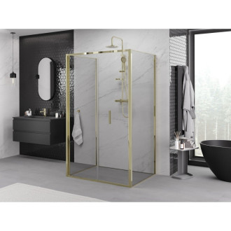 Sprchovací kút Mexen Exo-3S s 3 stenami, skladací, 95 x 85 cm, priehľadný, zlatý - 816-095-085-50-00-3S