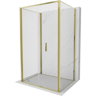 Sprchovací kút Mexen Exo-3S s 3 stenami, skladací, 85 x 100 cm, priehľadný, zlatý - 816-085-100-50-00-3S