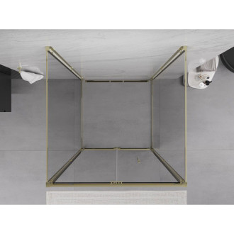 Mexen Exo-3S trojstenný skladací sprchovací kút 100 x 100 cm, priehľadný, zlatý - 816-100-100-50-00-3S