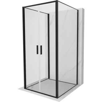 Mexen Exo-3S třístěnný výklopný sprchový kout 110 x 110 cm, průhledný, černý - 814-110-110-70-00-3S