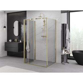 Sprchovací kút Mexen Exo-3S s 3 stenami, skladací, 100 x 120 cm, priehľadný, zlatý - 816-100-120-50-00-3S