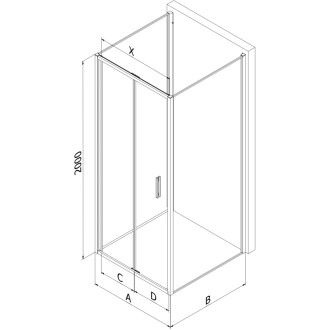 Sprchovací kút Mexen Exo-3S s 3 stenami, skladací, 110 x 120 cm, priehľadný, zlatý - 816-110-120-50-00-3S