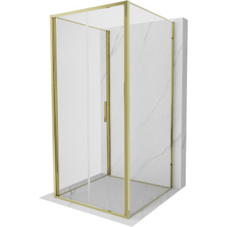 Sprchovací kút Mexen Exo-3S s 3 stenami, skladací, 120 x 120 cm, priehľadný, zlatý - 816-120-120-50-00-3S