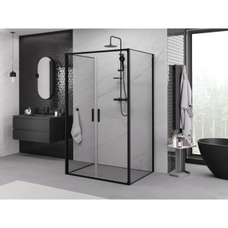 Mexen Exo-3S trojstenný výklopný sprchovací kút 120 x 70 cm, priehľadný, čierny - 814-120-070-70-00-3S