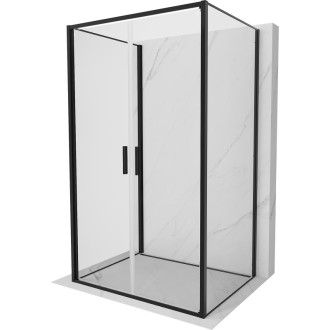 Mexen Exo-3S trojstenný výklopný sprchovací kút 120 x 100 cm, priehľadný, čierny - 814-120-100-70-00-3S