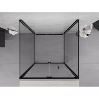 Mexen Exo-3S trojstenný skladací sprchovací kút 80 x 80 cm, priehľadný, čierny - 816-080-080-70-00-3S