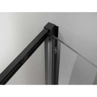 Mexen Exo-3S trojstenný skladací sprchovací kút 95 x 95 cm, priehľadný, čierny - 816-095-095-70-00-3S