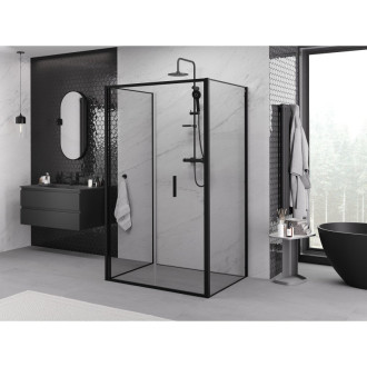 Sprchovací kút Mexen Exo-3S s 3 stenami, skladací, 80 x 100 cm, priehľadný, čierny - 816-080-100-70-00-3S