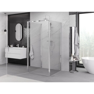 Mexen Exo-3S trojstenný výklopný sprchovací kút 75 x 75 cm, priehľadný, chróm - 817-075-075-01-00-3S