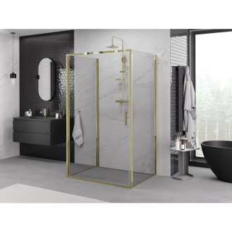 Mexen Exo-3S trojstenný výklopný sprchovací kút 80 x 70 cm, priehľadný, zlatý - 817-080-070-50-00-3S