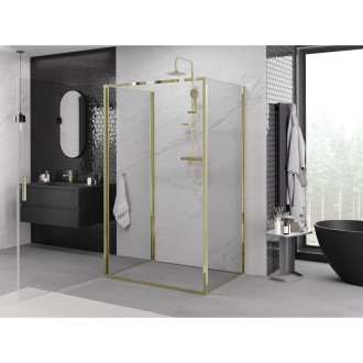 Mexen Exo-3S trojstenný výklopný sprchovací kút 80 x 70 cm, priehľadný, zlatý - 817-080-070-50-00-3S