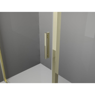 Mexen Exo-3S trojstenný výklopný sprchovací kút 80 x 80 cm, priehľadný, zlatý - 817-080-080-50-00-3S