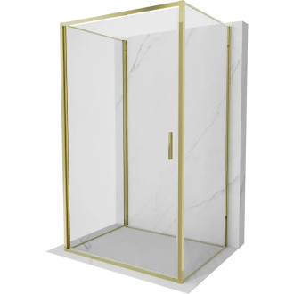 Mexen Exo-3S trojstenný výklopný sprchovací kút 100 x 80 cm, priehľadný, zlatý - 817-100-080-50-00-3S
