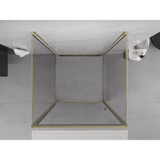 Mexen Exo-3S trojstenný výklopný sprchovací kút 85 x 85 cm, priehľadný, zlatý - 817-085-085-50-00-3S