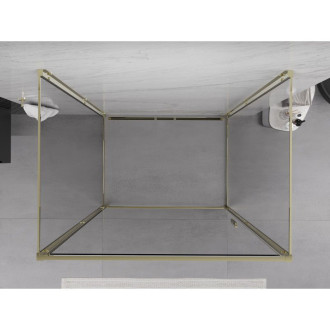 Mexen Exo-3S trojstenný výklopný sprchovací kút 75 x 120 cm, priehľadný, zlatý - 817-075-120-50-00-3S