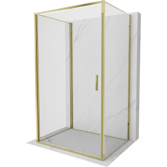 Mexen Exo-3S třístěnný výklopný sprchový kout 90 x 120 cm, průhledný, zlatý - 817-090-120-50-00-3S