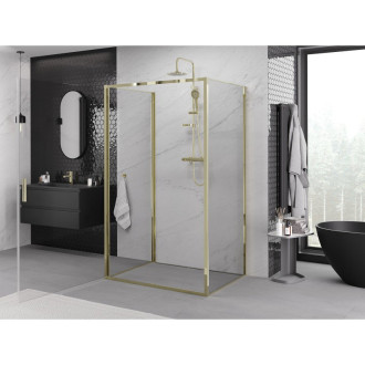 Mexen Exo-3S trojstenný výklopný sprchovací kút 100 x 120 cm, priehľadný, zlatý - 817-100-120-50-00-3S