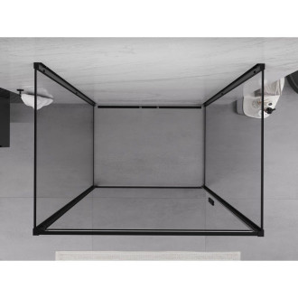 Mexen Exo-3S trojstenný výklopný sprchovací kút 75 x 70 cm, priehľadný, čierny - 817-075-070-70-00-3S