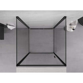 Mexen Exo-3S trojstenný výklopný sprchovací kút 85 x 85 cm, priehľadný, čierny - 817-085-085-70-00-3S