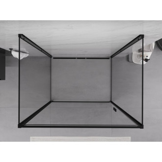 Mexen Exo-3S trojstenný výklopný sprchovací kút 70 x 90 cm, priehľadný, čierny - 817-070-090-70-00-3S
