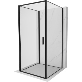 Mexen Exo-3S trojstenný výklopný sprchovací kút 90 x 90 cm, priehľadný, čierny - 817-090-090-70-00-3S