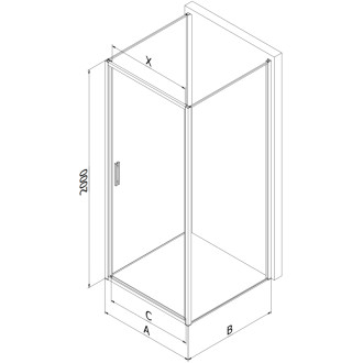 Mexen Exo-3S trojstenný výklopný sprchovací kút 90 x 100 cm, priehľadný, čierny - 817-090-100-70-00-3S