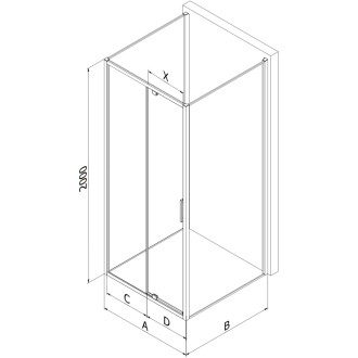 Mexen Exo-3S trojstenný výklopný sprchovací kút 130 x 90 cm, priehľadný, chróm - 819-130-090-01-00-3S