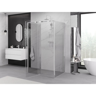 Mexen Exo-3S trojstenný výklopný sprchovací kút 125 x 100 cm, priehľadný, chróm - 819-125-100-01-00-3S