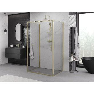 Mexen Exo-3S trojstenný výklopný sprchovací kút 95 x 70 cm, priehľadný, zlatý - 819-095-070-50-00-3S