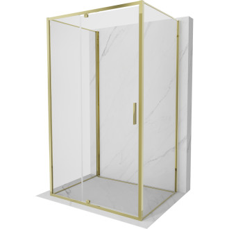 Mexen Exo-3S trojstenný výklopný sprchovací kút 110 x 70 cm, priehľadný, zlatý - 819-110-070-50-00-3S