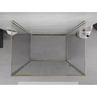 Mexen Exo-3S trojstenný výklopný sprchovací kút 95 x 80 cm, priehľadný, zlatý - 819-095-080-50-00-3S