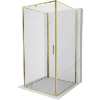 Mexen Exo-3S trojstenný výklopný sprchovací kút 90 x 90 cm, priehľadný, zlatý - 819-090-090-50-00-3S
