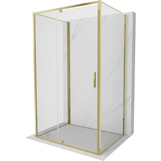 Mexen Exo-3S trojstenný výklopný sprchovací kút 150 x 90 cm, priehľadný, zlatý - 819-150-090-50-00-3S