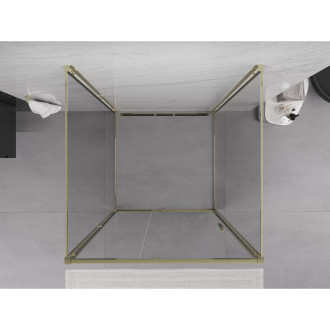 Mexen Exo-3S trojstenný výklopný sprchovací kút 100 x 100 cm, priehľadný, zlatý - 819-100-100-50-00-3S