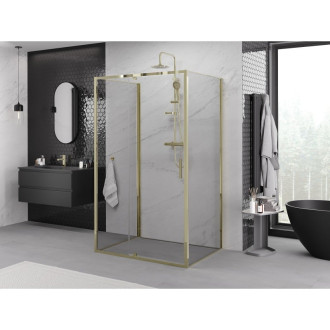 Mexen Exo-3S trojstenný výklopný sprchovací kút 145 x 100 cm, priehľadný, zlatý - 819-145-100-50-00-3S