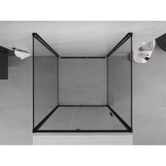 Mexen Exo-3S trojstenný výklopný sprchovací kút 95 x 95 cm, priehľadný, čierny - 819-095-095-70-00-3S