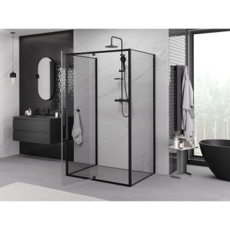 Mexen Exo-3S trojstenný výklopný sprchovací kút 100 x 110 cm, priehľadný, čierny - 819-100-110-70-00-3S