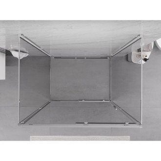 Mexen Exo-3S sprchovací kút s tromi stenami, posuvný, 110 x 70 cm, priehľadný, chróm - 8151-110-070-01-00-3S