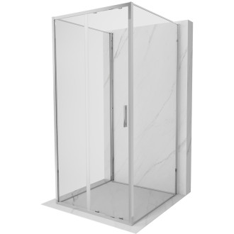 Mexen Exo-3S trojstenný posuvný sprchovací kút 90 x 90 cm, priehľadný, chróm - 8151-090-090-01-00-3S