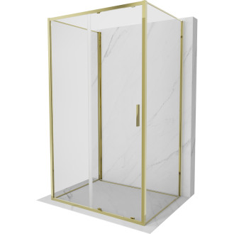 Mexen Exo-3S trojstenný posuvný sprchovací kút 120 x 85 cm, priehľadný, zlatý - 8151-120-085-50-00-3S