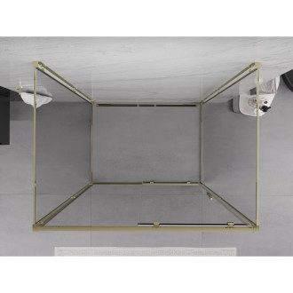 Mexen Exo-3S sprchovací kút s tromi stenami, posuvný, 100 x 90 cm, priehľadný, zlatý - 8151-100-090-50-00-3S
