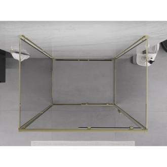 Mexen Exo-3S trojstenný posuvný sprchovací kút 125 x 120 cm, priehľadný, zlatý - 8151-125-120-50-00-3S