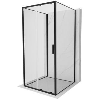 Mexen Exo-3S trojstenný posuvný sprchovací kút 90 x 90 cm, priehľadný, čierny - 8151-090-090-70-00-3S