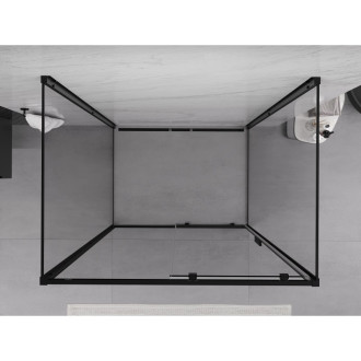 Mexen Exo-3S trojstenný posuvný sprchovací kút 145 x 100 cm, priehľadný, čierny - 8151-145-100-70-00-3S