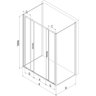 Mexen Exo-3S trojstenný posuvný sprchovací kút 160 x 80 cm, priehľadný, chróm - 8152-160-080-01-00-3S