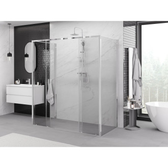 Mexen Exo-3S sprchovací kút s tromi stenami, posuvný, 170 x 85 cm, priehľadný, chróm - 8152-170-085-01-00-3S