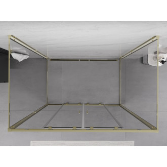 Mexen Exo-3S trojstenný posuvný sprchovací kút 140 x 70 cm, priehľadný, zlatý - 8152-140-070-50-00-3S