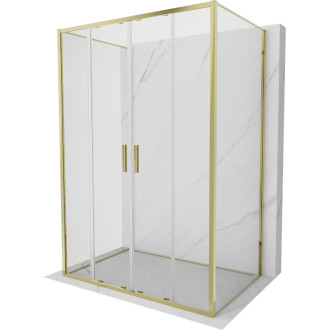 Mexen Exo-3S trojstenný posuvný sprchovací kút 140 x 80 cm, priehľadný, zlatý - 8152-140-080-50-00-3S
