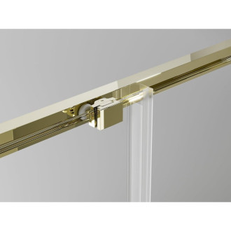 Mexen Exo-3S trojstenný posuvný sprchovací kút 140 x 80 cm, priehľadný, zlatý - 8152-140-080-50-00-3S